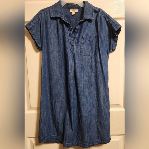 Style & Co Short-Sleeved Denim Shift Dress Small - Picture 1 of 5